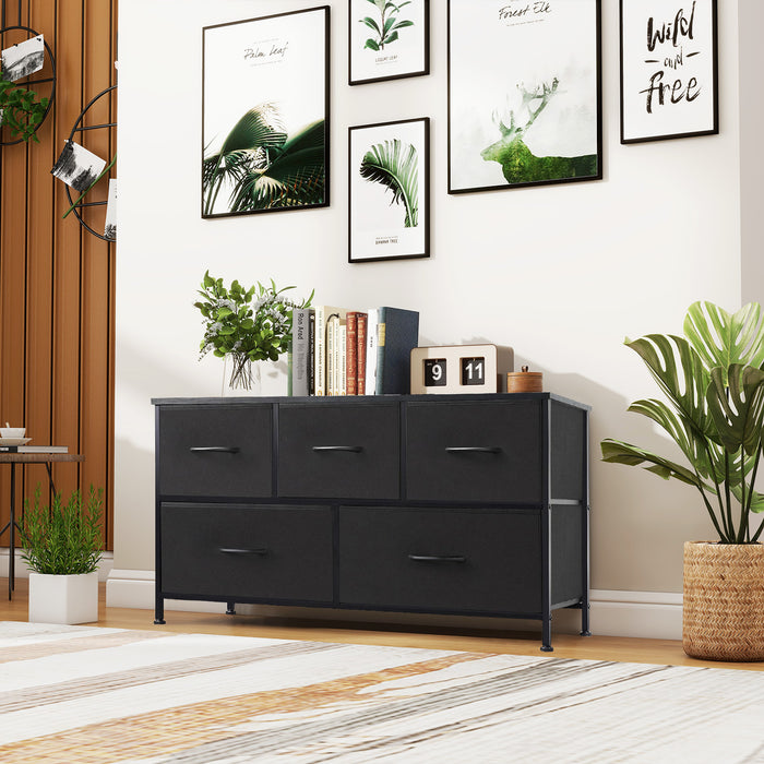 5 Drawers Fabric Dresser, Nightstand With Wide Chest Of Drawers,Storage Tower Storage Dresser Closet For Living Room, Bedroom, Hallway