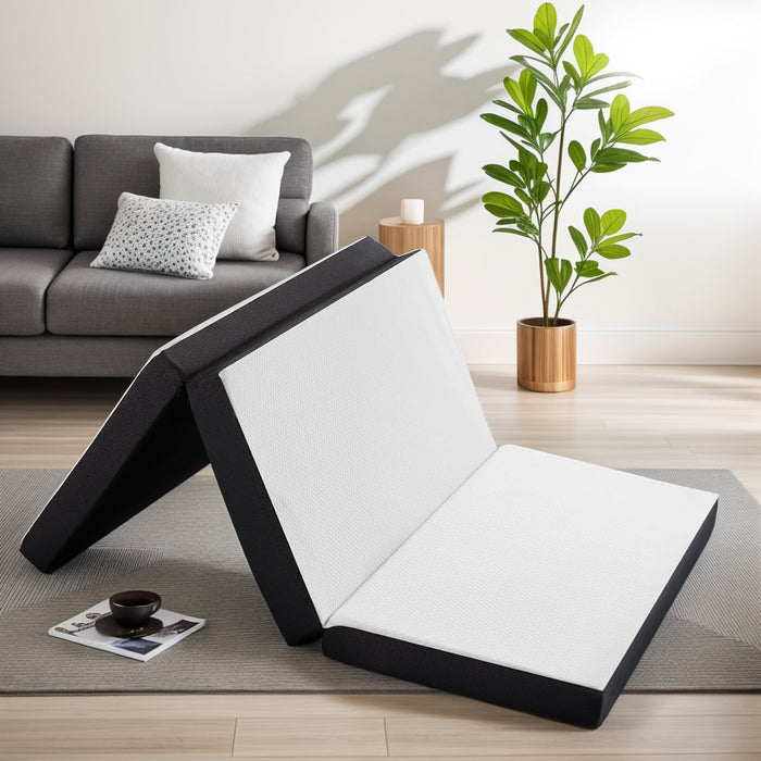 Beddle Folding Memory Foam Mattress with Cover,Tri-fold Portable Mattress Topper for Guest Bed,Camping
