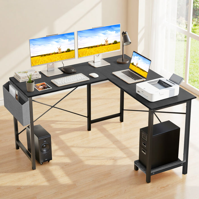 Sybels 52-inch L-Shaped Gaming Computer Desk with CPU Stand &amp; Side Bag, Corner PC Workstation for Home Office, Small Space Saver