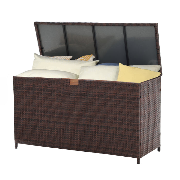 Outdoor Storage Box 125 Gallon Large Deck Boxes Waterproof Wicker Patio Bin for Toy Pool Garden Cushion