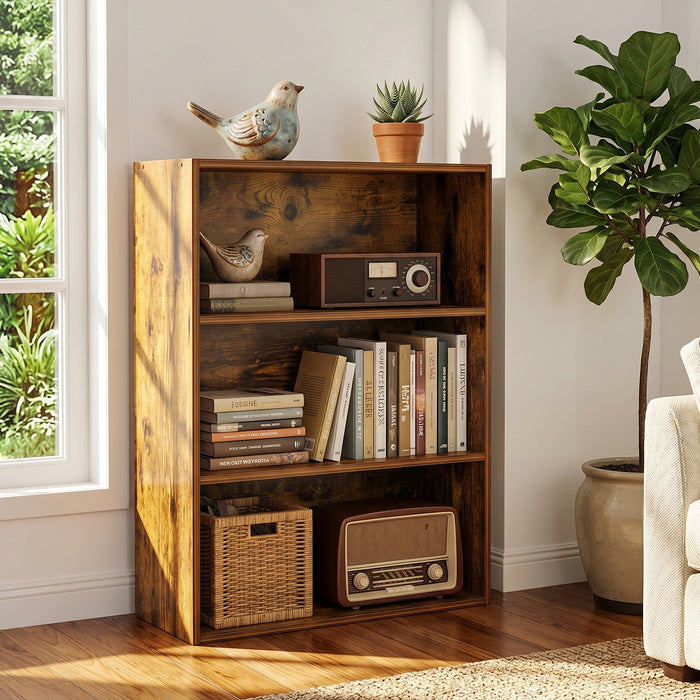TINKLE WELL 3-Tier Bookshelf, Open Bookcase and Bookshelves, 29 Inch Tall Freestanding Display Storage Shelf, Floor Standing Shelves for Home Office, Living Room
