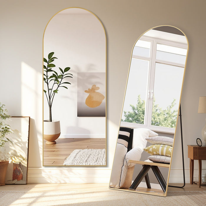 Simenmax 59"x16" Full Length Mirror Full Body Floor Mirror with Stand for Bedroom Cloakroom, Gold