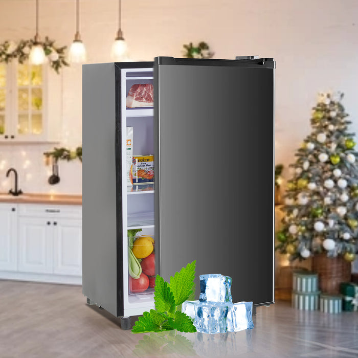 Simenmax Mini Fridge for Bedroom 3.2 Cu.Ft Small Refrigerator with Freezer for Dorm Office, Compact Single Door Adjustable Thermostat Low Noise,Black