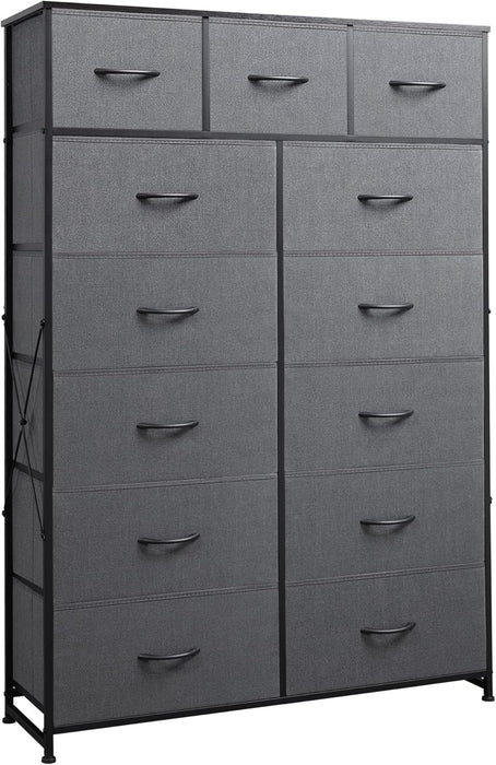 Bigleap 13-Drawer Fabric Dresser with Wood Top & Steel Frame – Sturdy Storage Cabinet for Bedroom, Living Room, Home Office,Gray