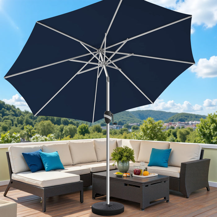 Sybels 9FT Patio Umbrella with Push-Button Tilt - Fade-Resistant Aluminum Frame for Pool, Deck & Garden