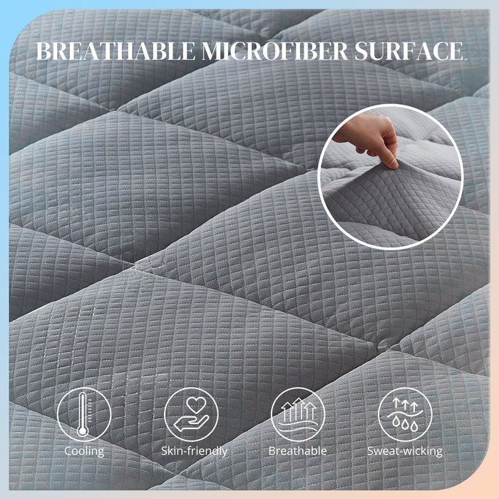bigleap Memory Foam Mattress Topper - King Size Dual Layer 4 Inch Cooling Mattress Topper 2 Inch Gel Memory Foam Plus 2 Inch Pillow Top Bed Mattress Topper Cover Support Mattress Pad for Back Pain