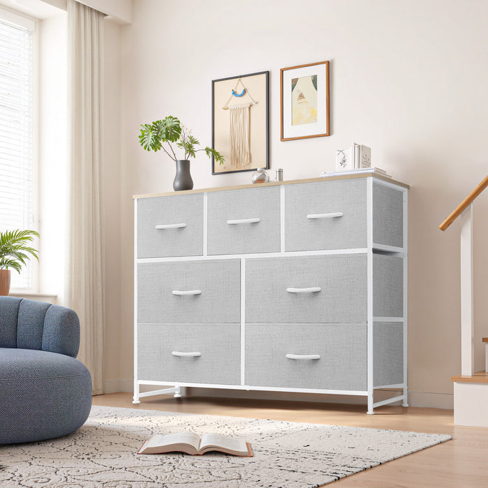 Beddle Dresser with Fabric Drawers for Bedroom, Wide Storage Chest with Drawer Organizer for Closet or Living Room