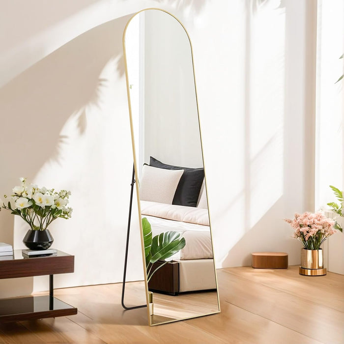 16"x59" Arched Mirror Full Length, Body Wall Mirrors with Shatter-Proof Glass, Floor Standing, Hanging or Leaning, Tall Arch Mirror with Stand Aluminum Alloy Frame for Bedroom Cloakroom