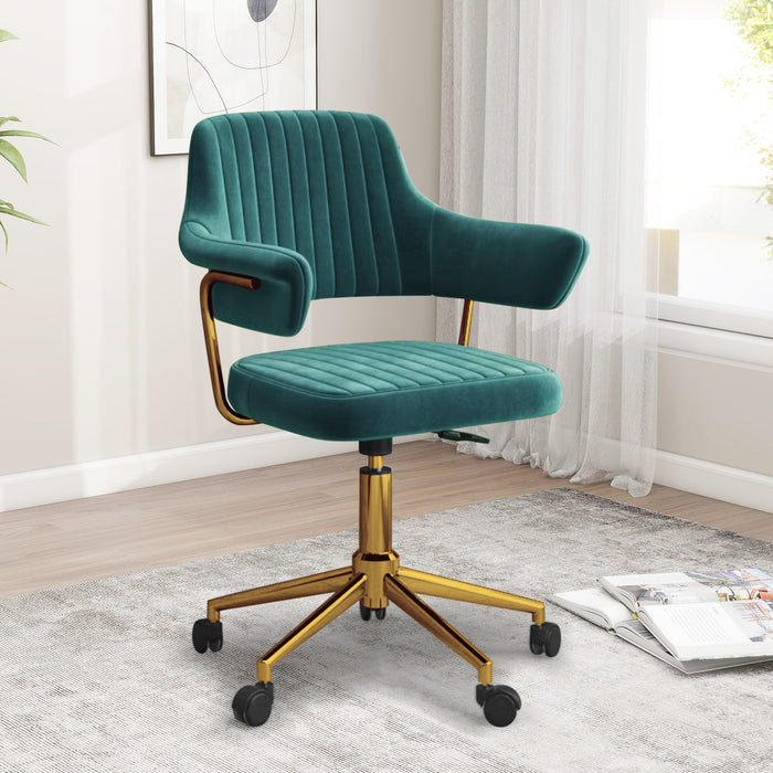 Office Desk Chair, Modern Cute Rolling Vanity Swivel Task Chairs with Wheels, Comfortable Back Seat for Home, Bedrooms, Office, Study, Student, Adults, Make-up, Dressing Room,Green