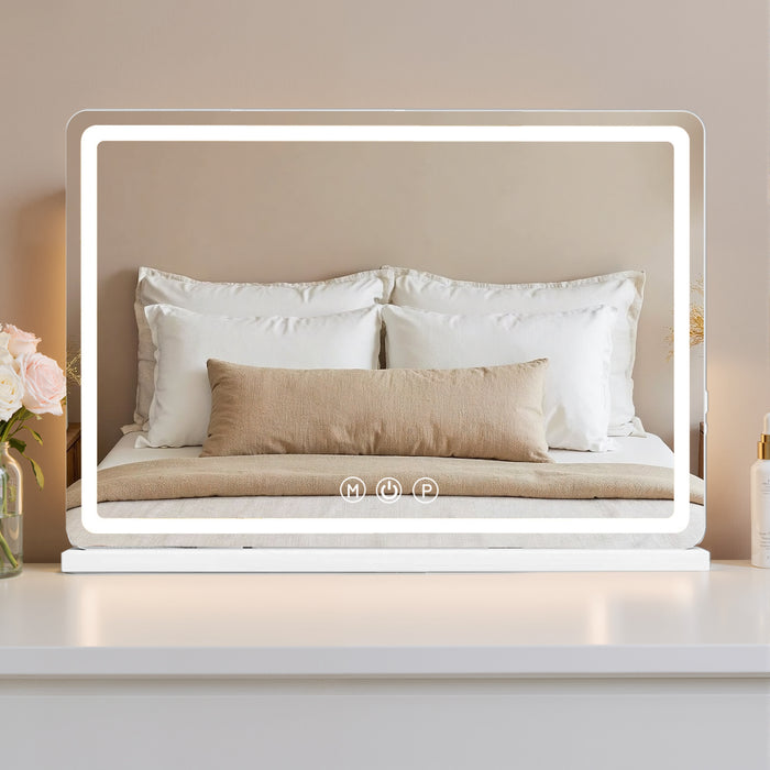 TINKLE WELL LED Vanity Mirror, Dimmable Desktop Makeup Mirror with 3 Light Colors, Touch Sensor