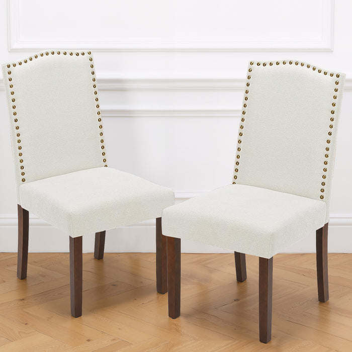 Sybels Set of 2 Modern Dining Chairs with Padded Leather Seat and Wooden Legs for Living Room, Dining Room