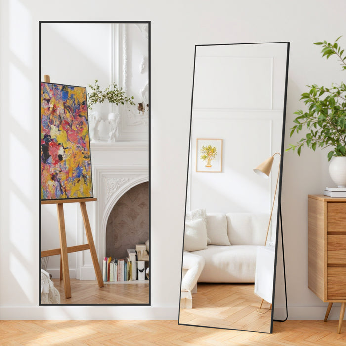 TINKLE WELL Arched Full-Length Mirror, 59"x16" Inch Freestanding, Wall-Mounted or Leaning Floor Mirror, Sleek Gold Aluminum Alloy Frame, Placed in Bedroom, Cloakroom, or Living Room