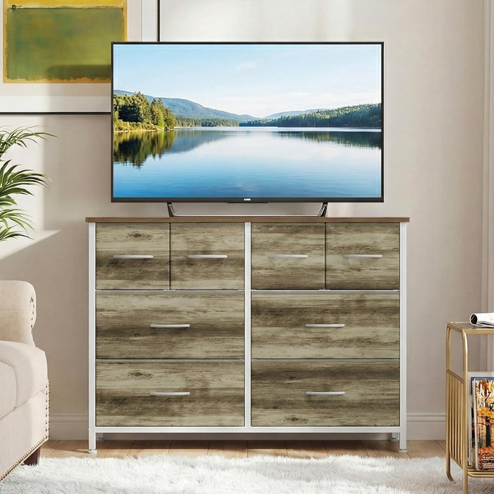 Bigleap 8-Drawer Wide Dresser for Bedroom, Large Fabric Storage Tower for Living Room, Closet & Entryway Organization,Oak