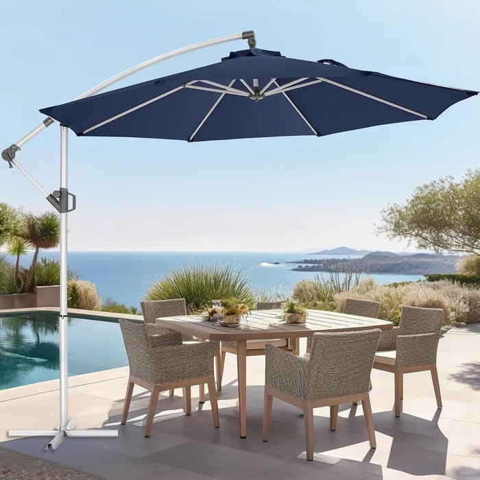 Sybels 10ft Offset Hanging Patio Umbrella, Cantilever Design with Tilt & Crank for Poolside
