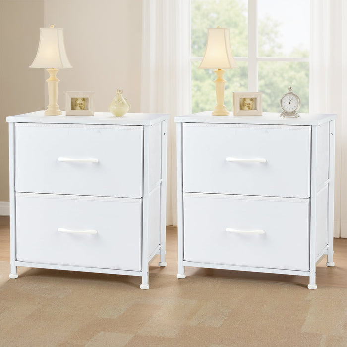 Simenmax Nightstand Set 2, 2 Drawer Dresser for Bedroom, Bedside Furniture, End Table for Bedroom, Closet, Entryway, White