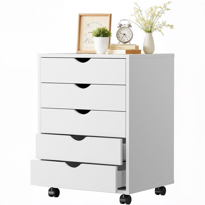 Simenmax 7 Drawer Chest Mobile Storage Cabinets Wooden Dresser with Wheels Room Organization Furniture for Office, White