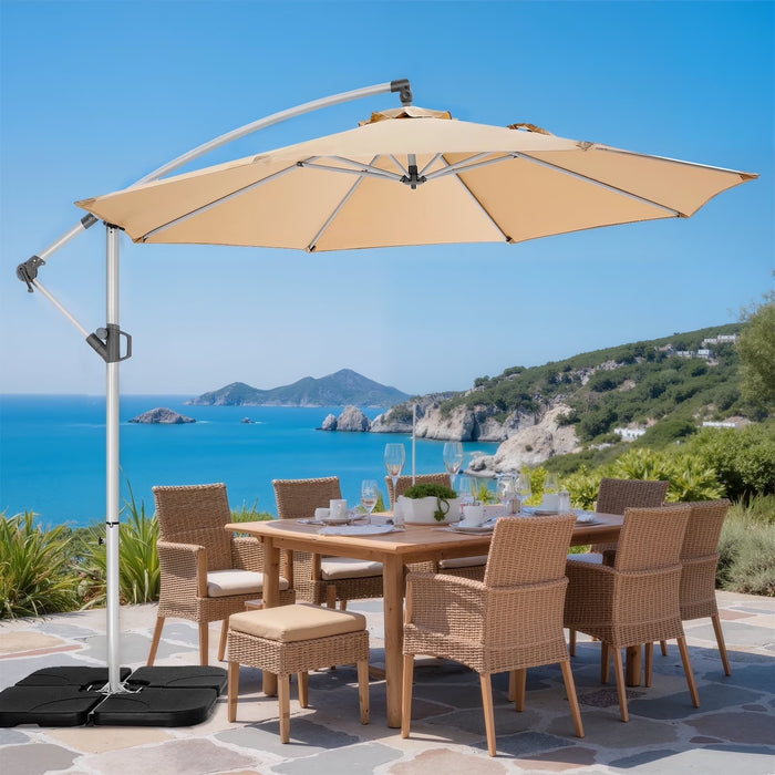 10FT Offset Patio Umbrella, Hanging Cantilever Outdoor Sun Shade with UV Protection for Backyard, Lawn, Garden and Pool