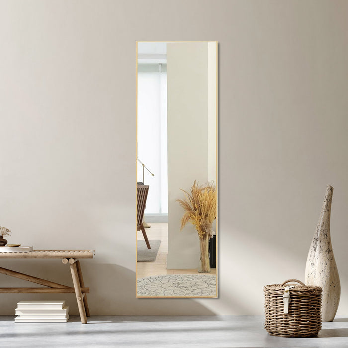 SIMENMAX Full Length Mirror, Full Body Mirror Floor Mirror Standing Hanging or Leaning Wall, Wall Mirror with Stand Aluminum Alloy Thin Frame for Bedroom Cloakroom