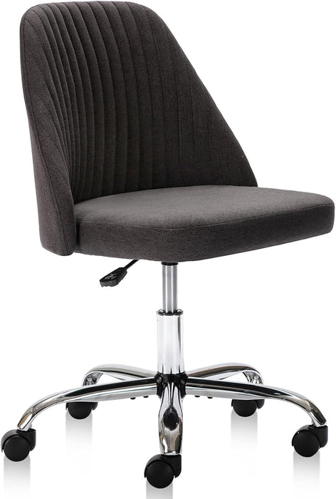 TINKLE WELL Modern Office Desk Chair, Rolling Vanity Swivel Task Chair with Wheels, Stylish Comfortable Armless Backrest for Home, Bedroom, Office, Study