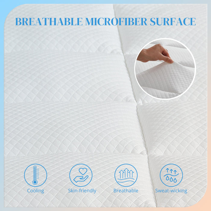 bigleap Memory Foam Mattress Topper - Queen Size Dual Layer 4 Inch Cooling Mattress Topper 2 Inch Gel Memory Foam Plus 2 Inch Pillow Top Bed Mattress Topper Cover Support Mattress Pad for Back Pain