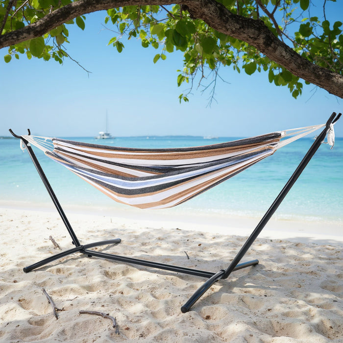 Bigleap Double Hammock with Steel Stand Heavy Duty Standing Hammocks 450lb Capacity with Portable Carrying Bag, Blue