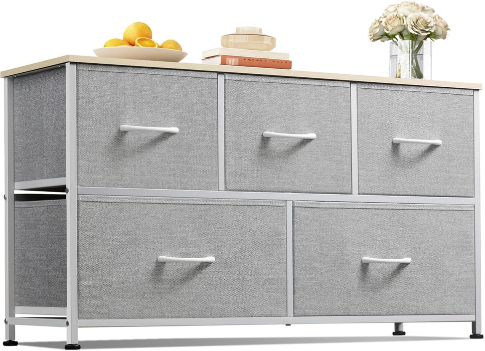 Simenmax 4/5/7/8/9Dresser, Storage Drawers with Removable Fabric Bins, Fabric Closet Chests Organizer for Bedroom, Closet, Living Room, Light Gray