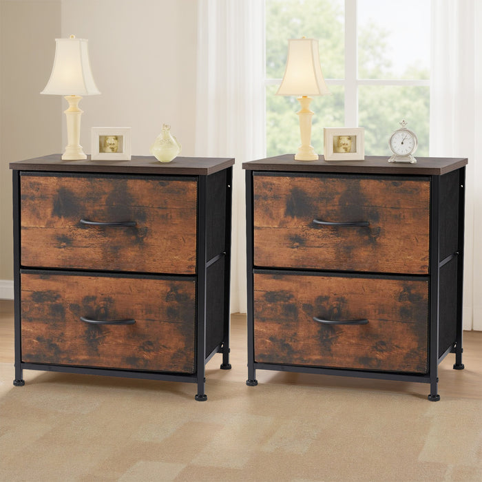 Simenmax Nightstand Set 2, 2 Drawer Dresser for Bedroom, Bedside Furniture, End Table for Bedroom, Closet, Entryway, Brown