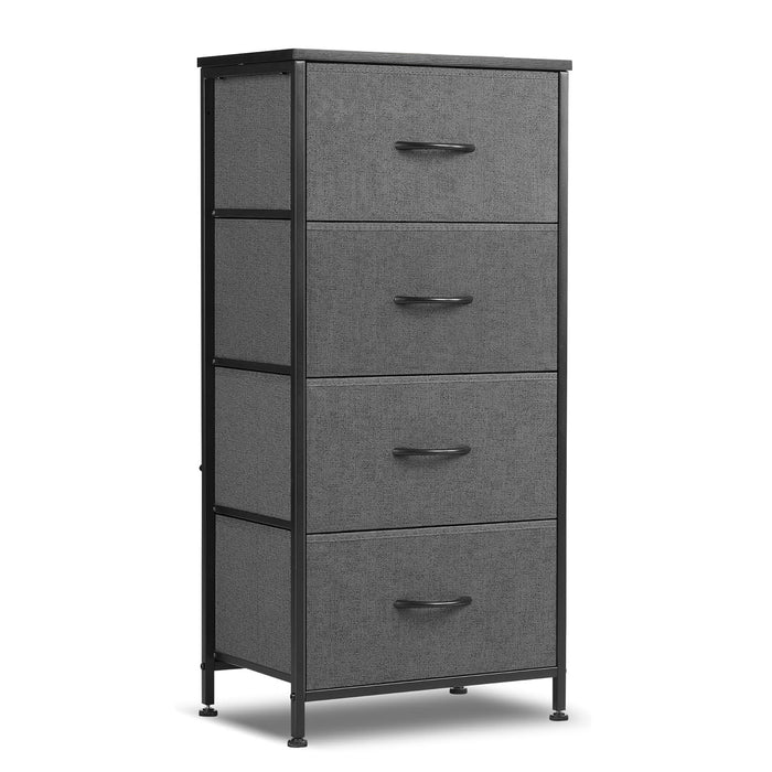 Simenmax 4 Storage Dresser for Bedroom, Wide Fabric Closet Chests Organizer Tower Furniture with Wooden Top Metal Frame for Clothes, Room, Living Room, Hallway, Entryway, Gray