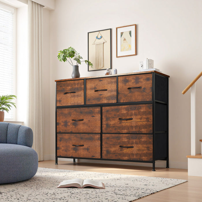 TINKLE WELL Wide 7/8/9 Drawer Fabric Dresser, Soft Storage Unit with Bins for Clothes, Toys, Linens, Fits Bedroom, Living Room, Hallway