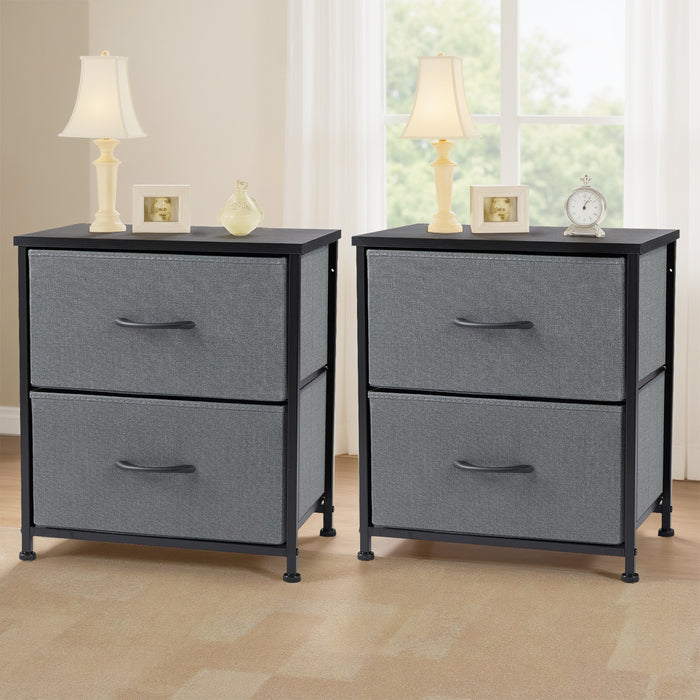 Simenmax Nightstand Set 2, 2 Drawer Dresser for Bedroom, Bedside Furniture, End Table for Bedroom, Closet, Entryway, Gray