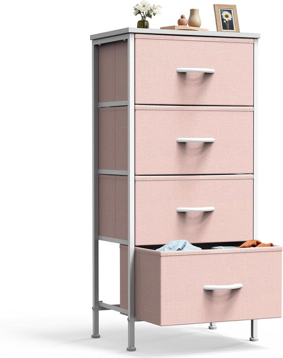 Simenmax 4/5/7/8/9Dresser, Storage Drawers with Removable Fabric Bins, Fabric Closet Chests Organizer for Bedroom, Closet, Living Room, Pink