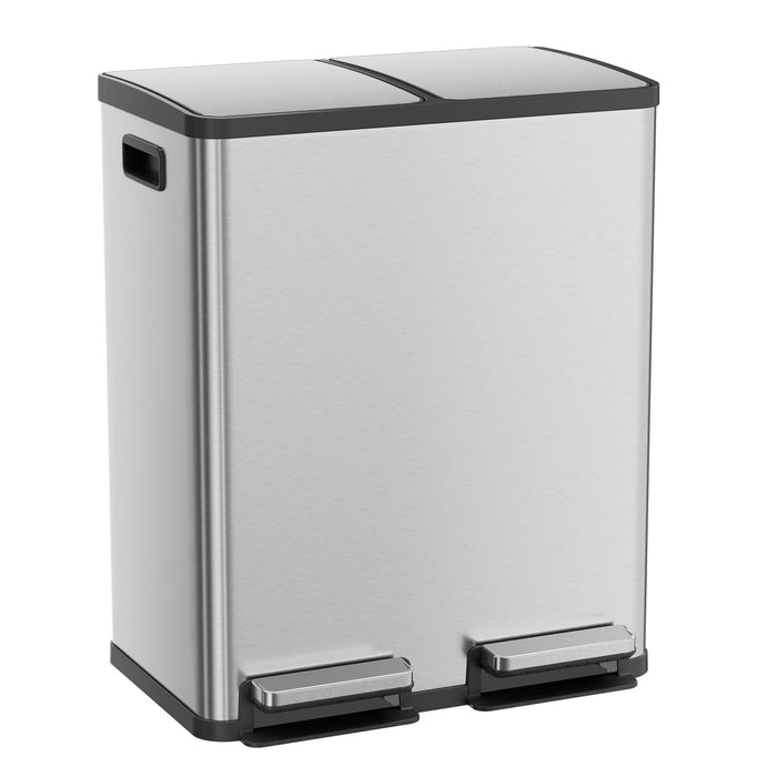 Aidoly 16 Gallons Trash Can, Dual Inner Bins-8 Gallon, Step-On Garbage Can, Kitchen Waste Bin