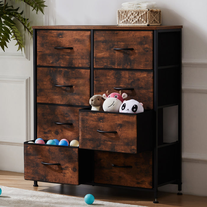 Bigleap 8 Drawer Dresser, Fabric Storage Tower Organizer with Wood Top and Steel Frame for Bedroom, Closet, Hallway, Entryway,Brown