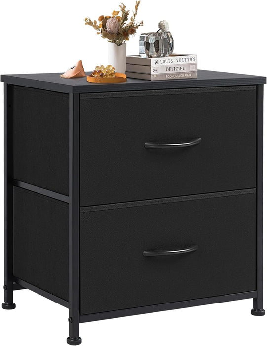 Small Nightstand Dresser with 2 Fabric Drawers, 20-Inch Tall Bedside Table for Bedroom, Closet, or Dorm Storage
