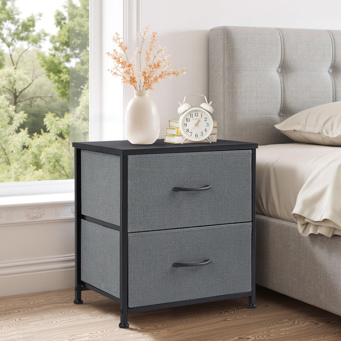 TINKLE WELL Small Nightstand Dresser with 2 Fabric Drawers, 20-Inch Tall Bedside Table for Bedroom, Closet, or Dorm Storage