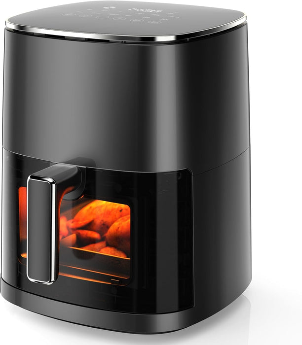 Simenmax Air Fryer, 6-Quart with Viewing Window, 12-in-1 Functions - Air Fry, Roast, Reheat, Dehydrate, Bake, Steam, and More, 400°F Max Temperature, Black