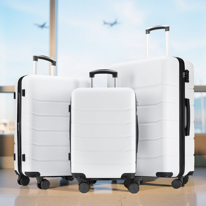 Bigleap 3-Piece Luggage Sets, Hard Shell Suitcases with Spinner Wheels, Lightweight Rolling Suitcase Sets with TSA Lock, White (20/24/28 Inch)
