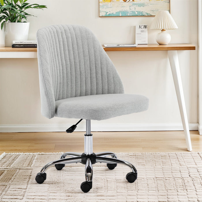 TINKLE WELL Modern Office Desk Chair, Rolling Vanity Swivel Task Chair with Wheels, Stylish Comfortable Armless Backrest for Home, Bedroom, Office, Study