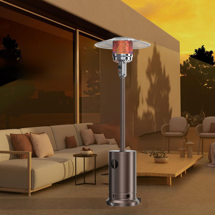 Propane Patio Heater, 48,000 BTU Steel Patio Heater,  Premium Standing Propane Patio Heater with Wheels and Cover, Brown