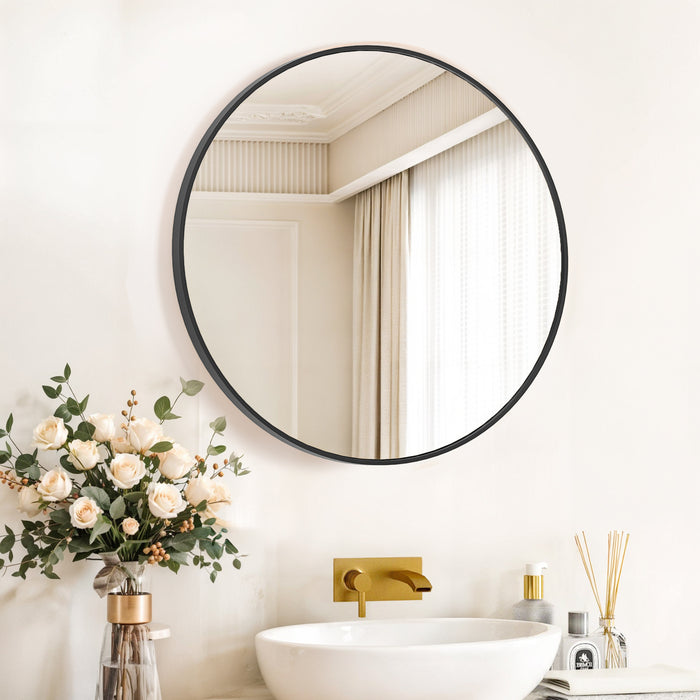 Bigleap Round Mirrors Wall Mirror 20 inch Circle Mirror for Bathroom,Black