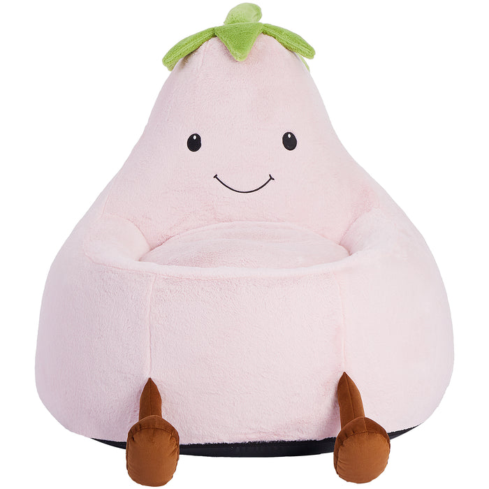 Simenmax 24'' Bean Bag Chair, Plush Rabbit Fur L-Shape Lounger, Washable Stuffed Sofa for Living Room, Bedroom & Reading Nook,Pink