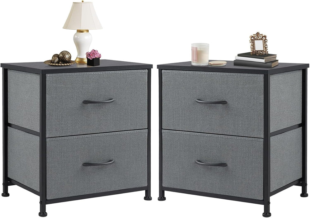 Simenmax Nightstand Set 2, 2 Drawer Dresser for Bedroom, Bedside Furniture, End Table for Bedroom, Closet, Entryway, Gray