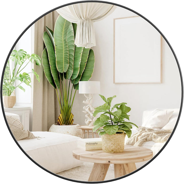 Round Mirrors Wall Mirror 24 inch Circle Mirror for Bathroom,Black