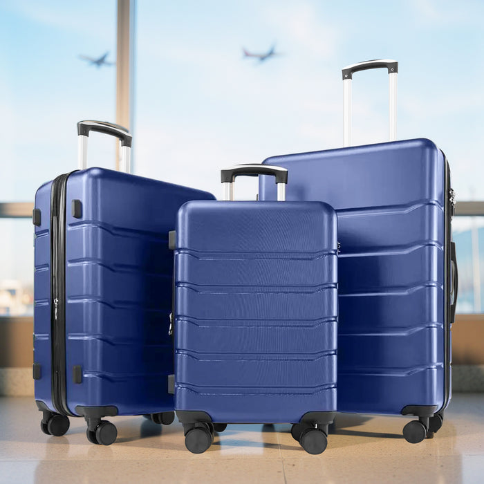 Bigleap 3-Piece Luggage Sets, Hard Shell Suitcases with Spinner Wheels, Lightweight Rolling Suitcase Sets with TSA Lock, Blue (20/24/28 Inch)