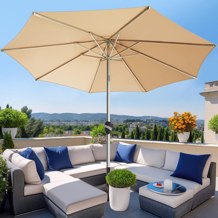 TINKLE WELL 9FT Outdoor Patio Umbrella with Push-Button Tilt, Fade-Resistant Aluminum Frame, Perfect for Pool, Deck, or Garden