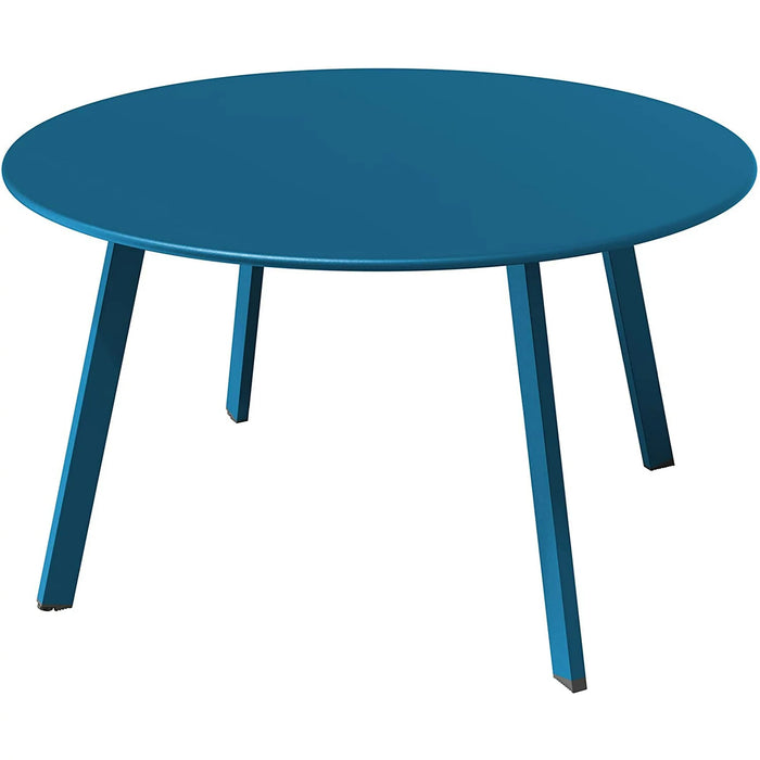 Stylish & Weather-resistant Round Steel Outdoor Coffee Table, Blue