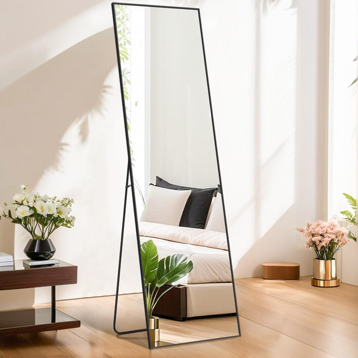 Bigleap 21"x64" Mirror Full Length, Body Wall Mirrors with Shatter-Proof Glass, Floor Standing, Hanging or Leaning, Large Tall Mirror with Stand Aluminum Alloy Frame for Bedroom Cloakroom