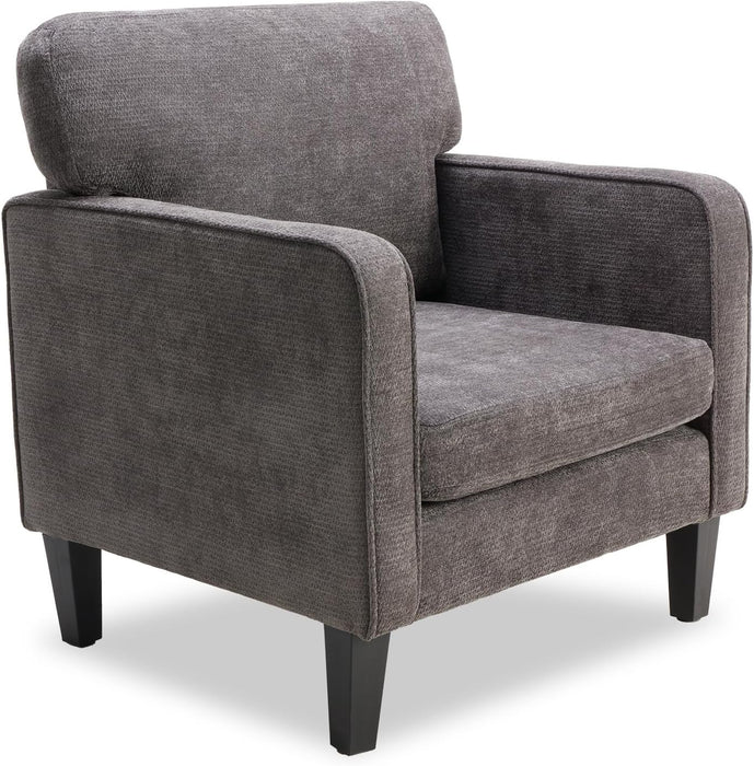 Simenmax Mid-Century Modern Accent Chair, Ergonomic Reading Chair Lounge Chair with Armrests for Living Room, Bedroom, Reception,Gray