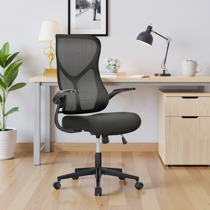 Bigleap Ergonomic Office Chair, High Back Computer Chairs with Flip-up Arms for Bedroom, Study, Work, Black