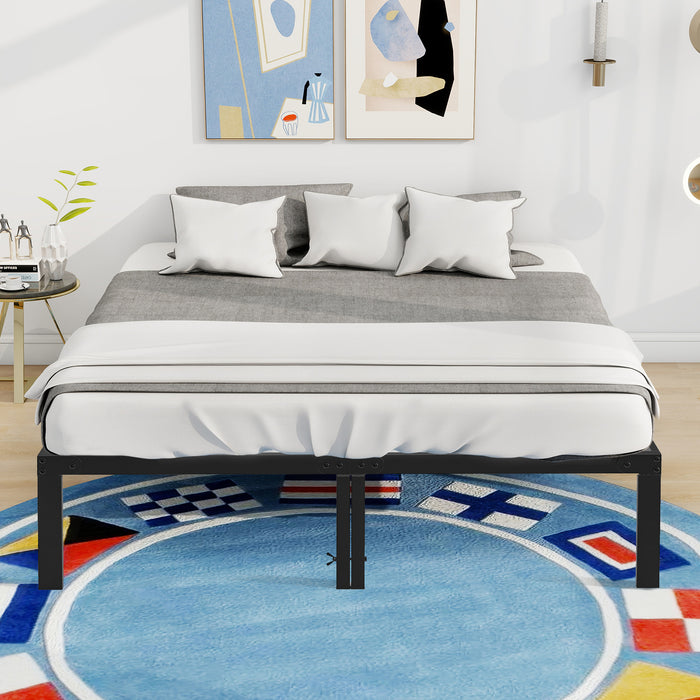 Simenmax Metal Platform Bed Frame, Heavy Duty Mattress Foundation with Steel Slats Support, No Box Spring Needed, Black